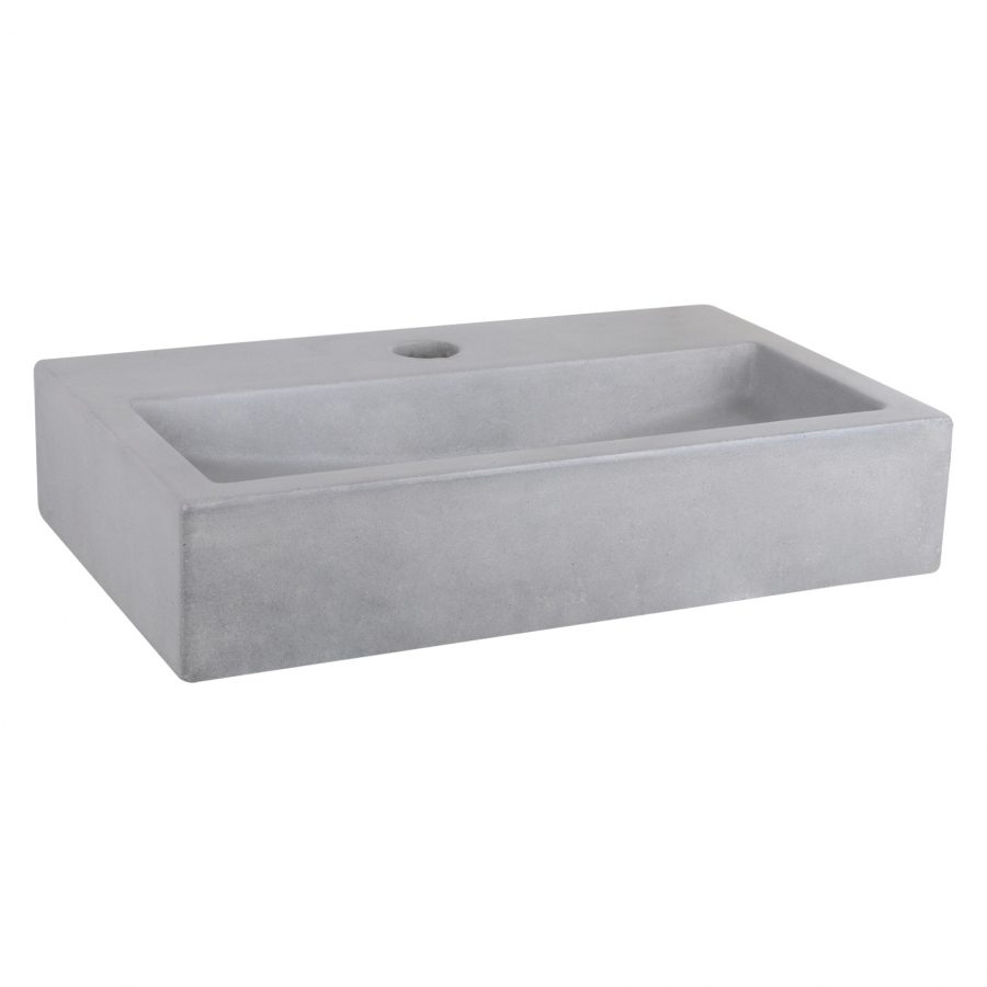 Flat fonteinset - Beton lichtgrijs - Kraan recht chroom