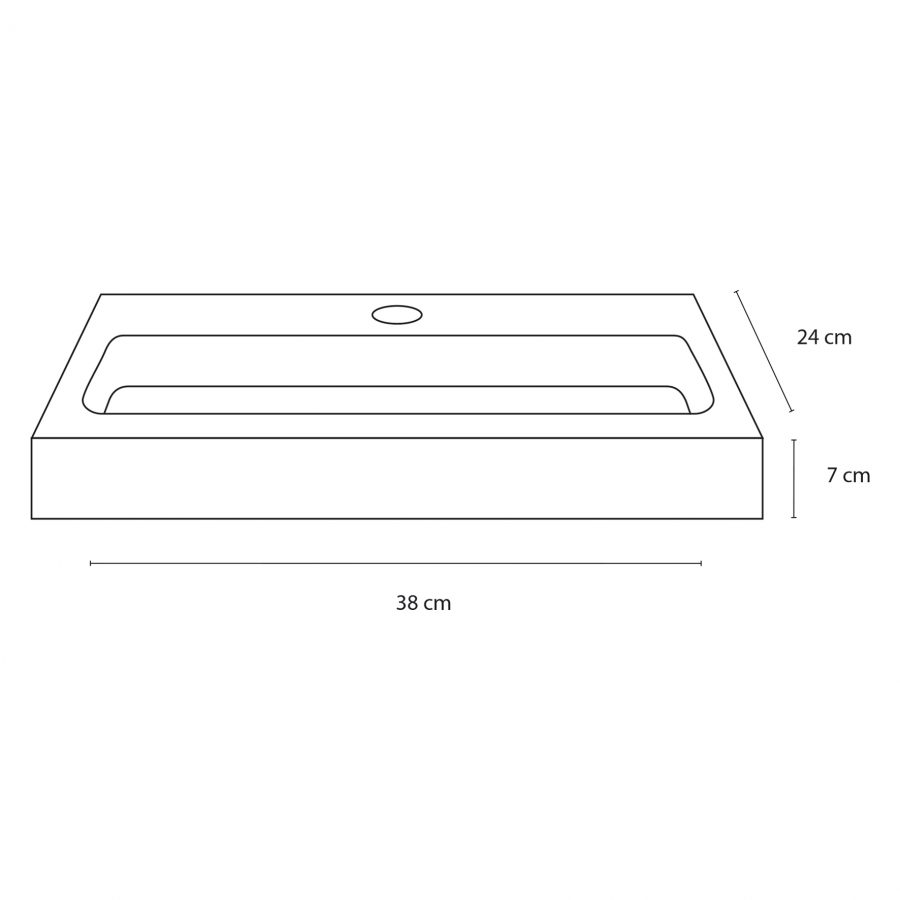 Flat fonteinset - Keramiek - Kraan recht mat chroom