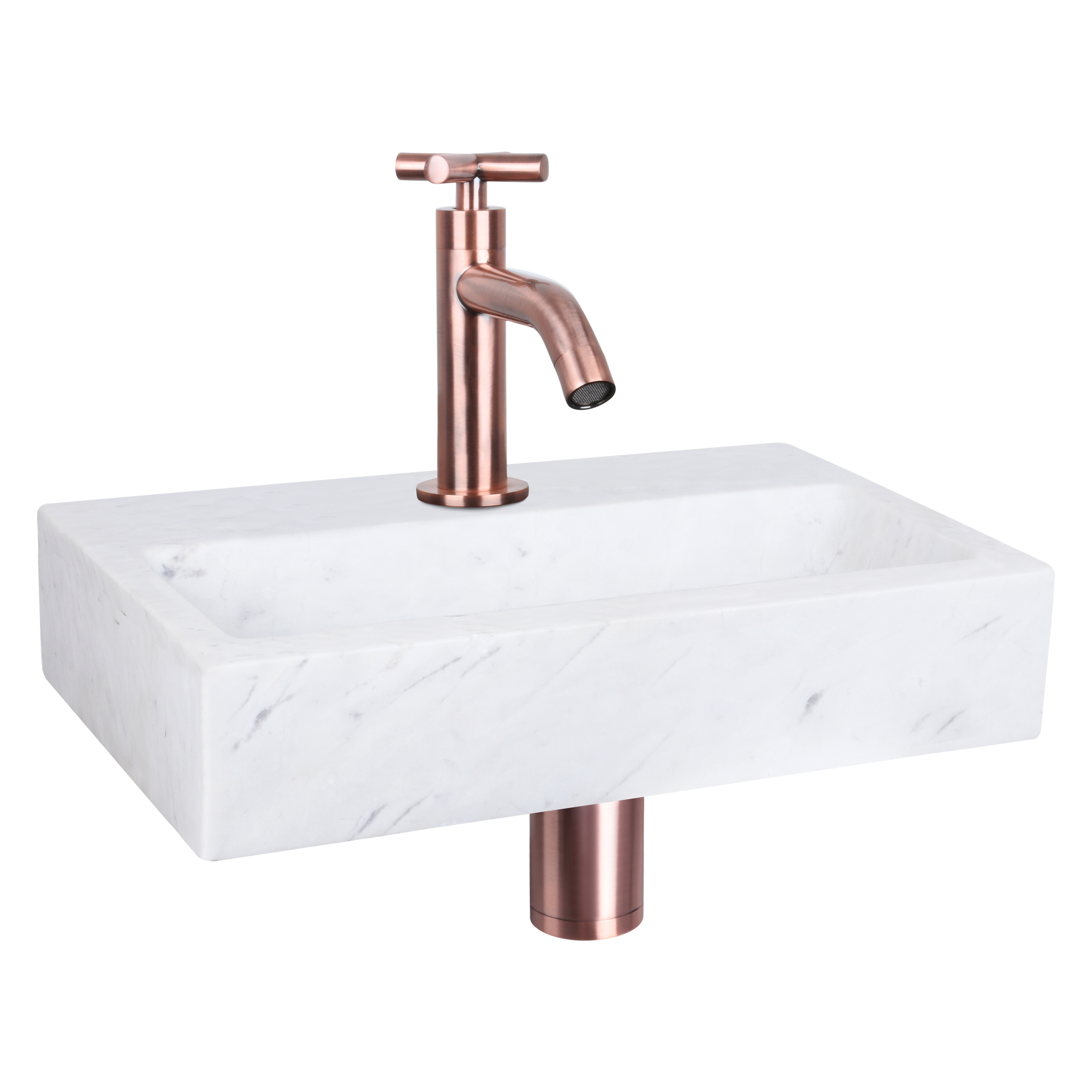 Flat fonteinset - Marmer - Kraan kruis rood koper