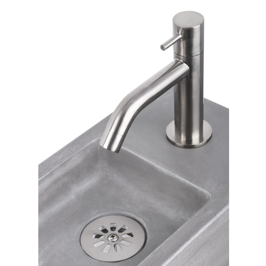 Force fonteinset - Beton donkergrijs - Kraan gebogen mat chroom