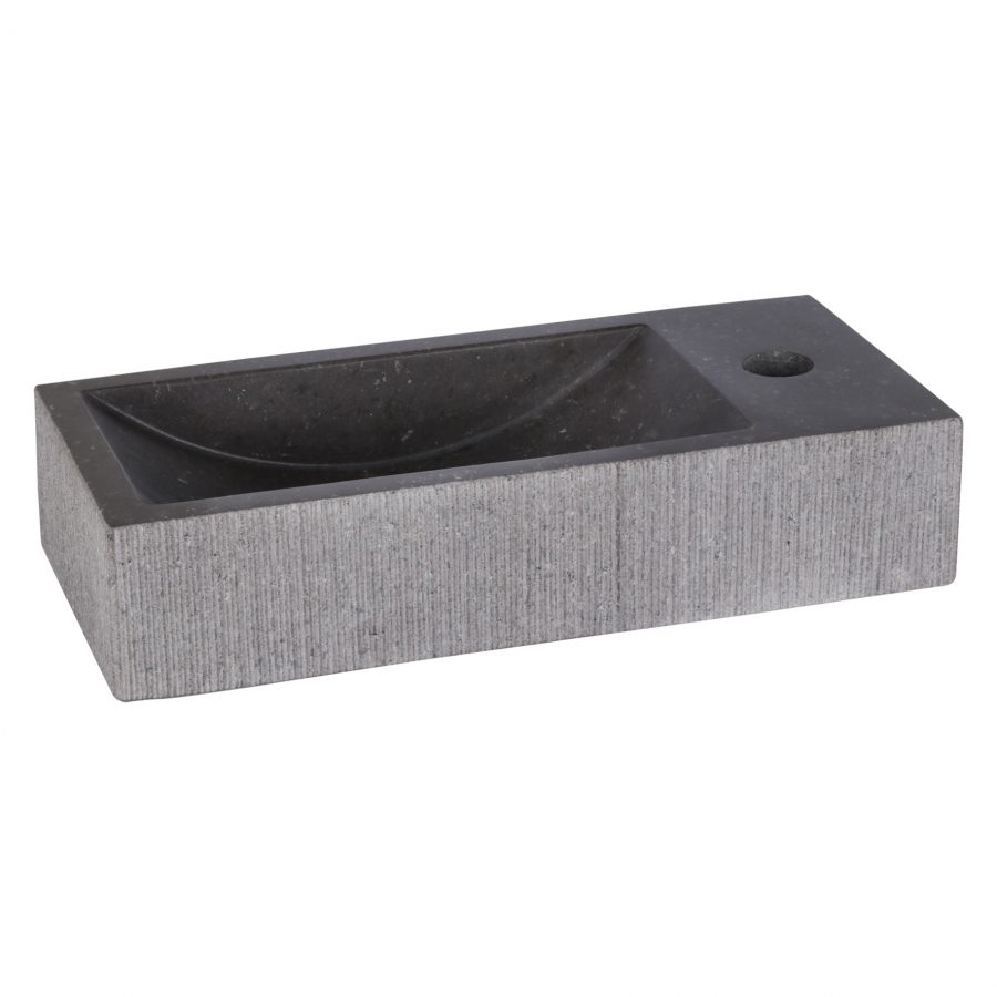Ribble fonteinset bombai black - Natuursteen - Kraan gebogen mat goud