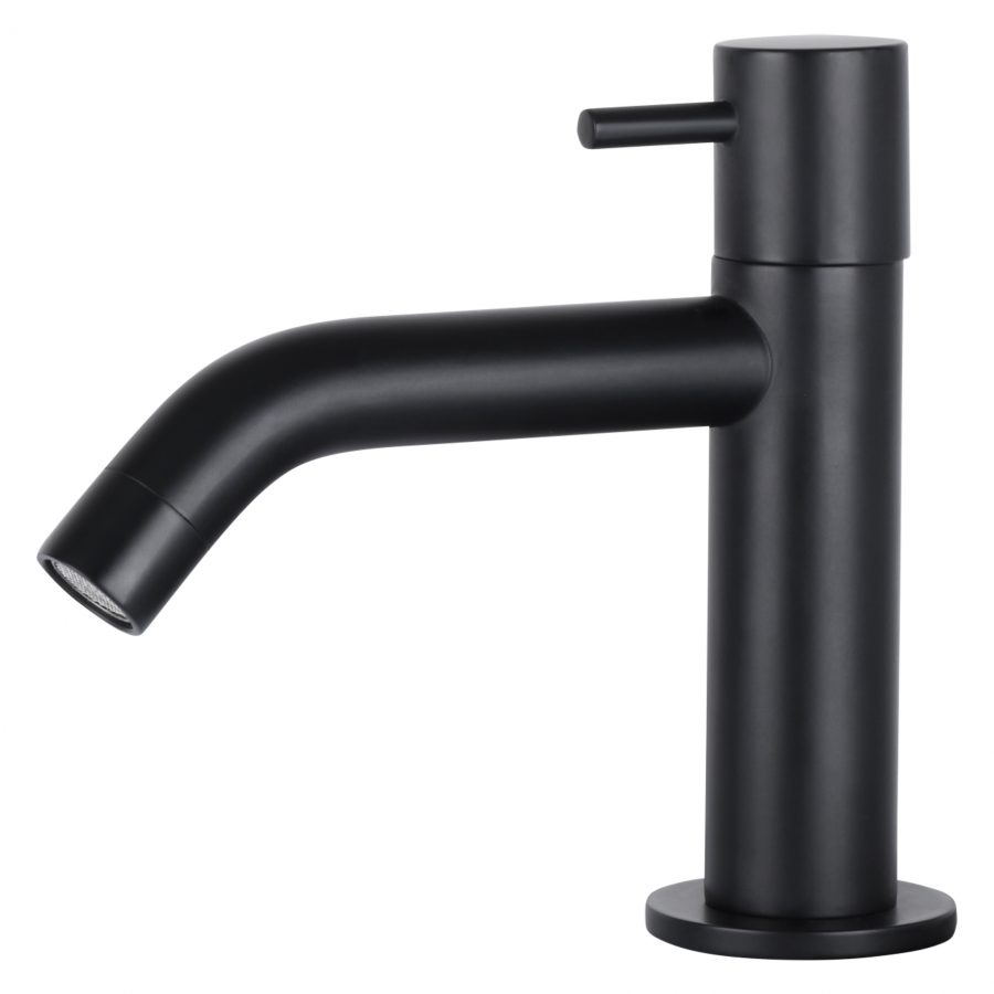 Ribble fonteinset bombai black - Natuursteen - Kraan gebogen mat zwart