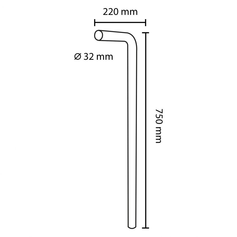 Vloerbuis - diameter 32 mm - 75 cm x 22 cm - Mat chroom