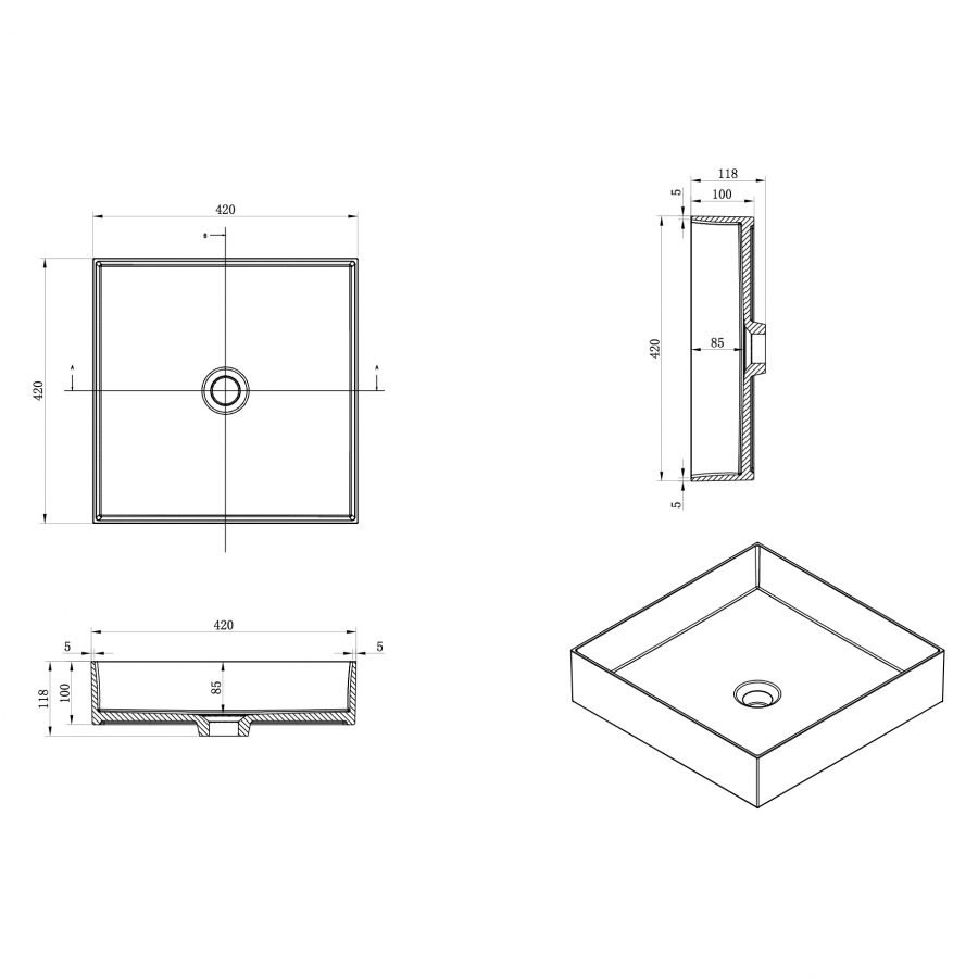 jura waskom polybeton vierkant