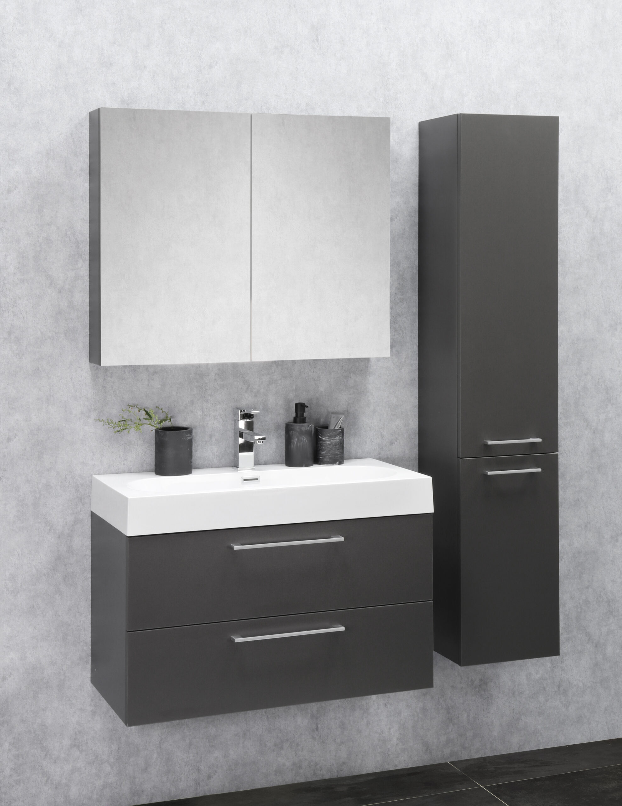 Vicco Midischrank Bad Leano Anthrazit/Bergeiche 60 x 97 cm 2 Türen kaufen bei
