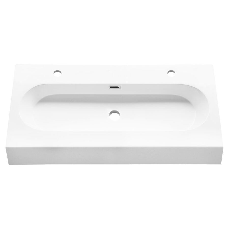 Differnz Somero wastafel - 2 kraangaten - 100 cm - wit