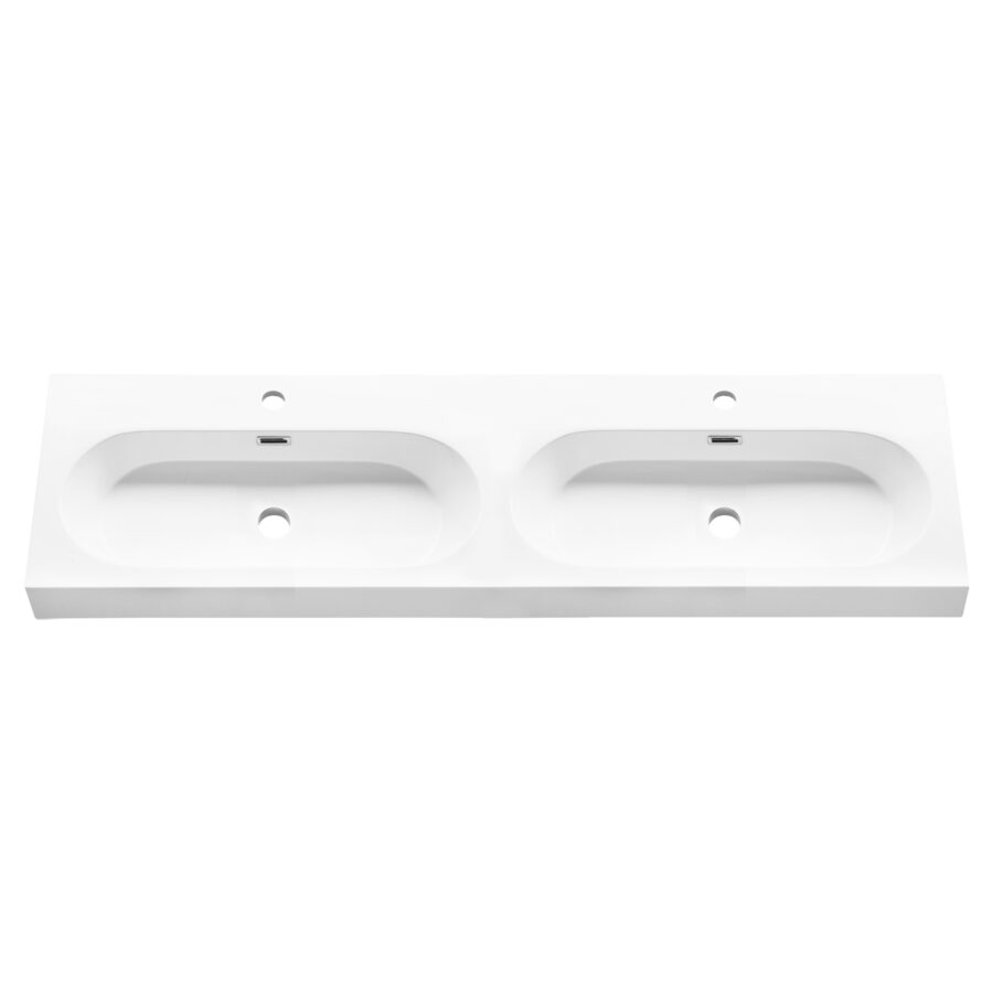 Differnz Somero wastafel - 2 kraangaten - 120 cm - wit